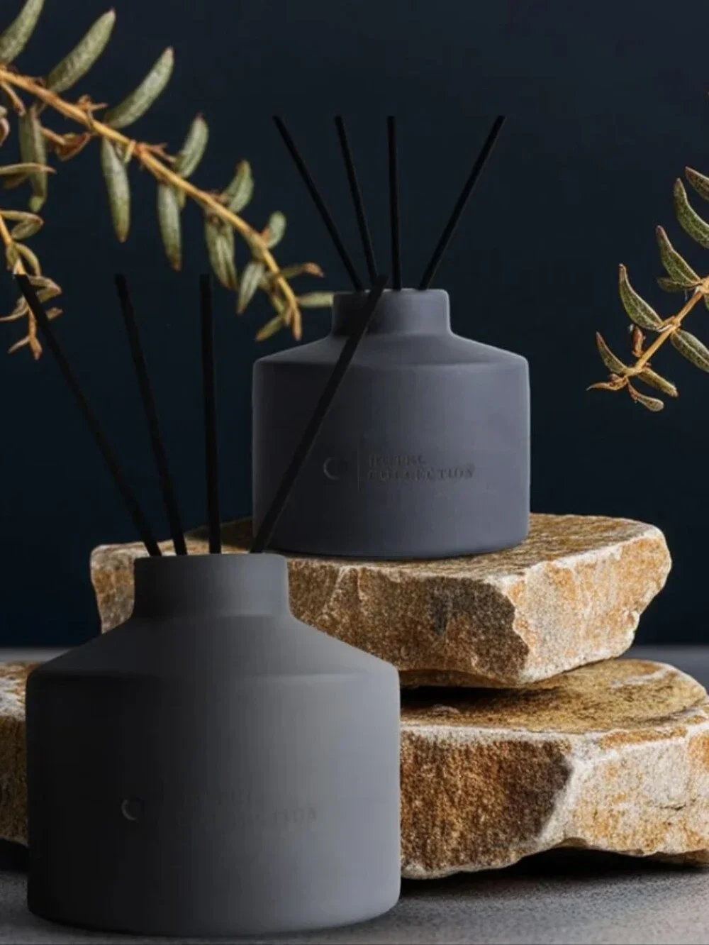 NIB Hotel Collection My Way Charcoal Reed Diffuser In Box with White Logo